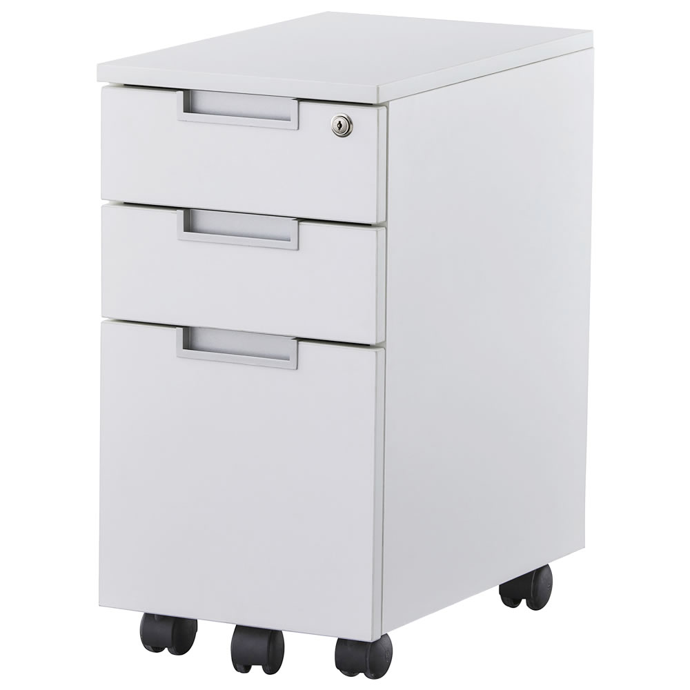 アール・エフ・ヤマカワ スチール脚デスク スリムワゴン ホワイト (重量：20kg) GZCA-SL315WH|オフィスデスク