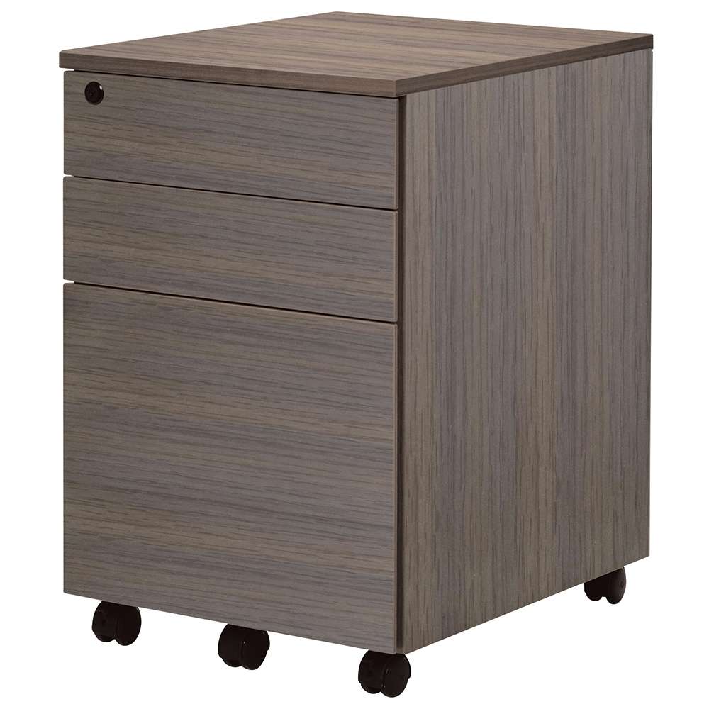 アール・エフ・ヤマカワ ワークデスクII3段ワゴン ウォルナット (重量：23.5kg) GZWCA2-3DM|オフィスデスク