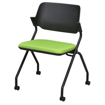 アール・エフ・ヤマカワ SYネスティングチェア ブラック 肘無シ ファブリック リーフグリーン (重量：7kg) RFC-SYBFLG|オフィスチェアー
