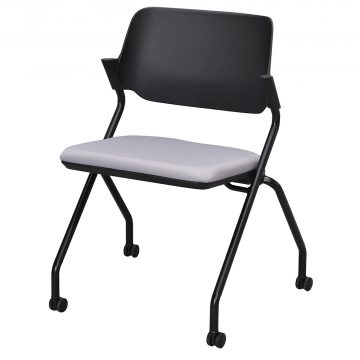 アール・エフ・ヤマカワ SYネスティングチェア ブラック 肘無シ ファブリック ニュートラルグレー (重量：7kg) RFC-SYBFNG|オフィスチェアー