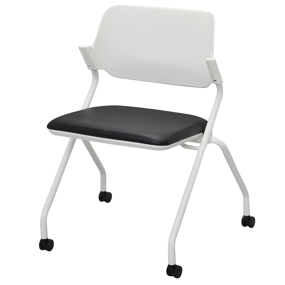 アール・エフ・ヤマカワ SYネスティングチェア 肘無シ PVC ブラック (重量：7kg) RFC-SYPBK|オフィスチェアー