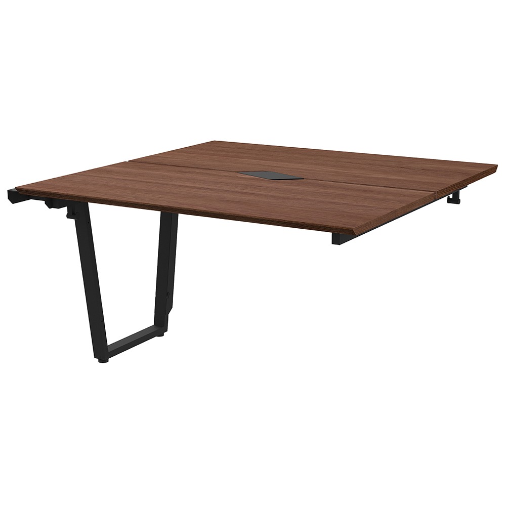 【車上渡し】アール・エフ・ヤマカワ チルト フリーアドレス用オプション テーブル 増連 W1200×D1200 ウォルナット×ブラック脚 (重量：47.1kg) RFCLT-1212ADDM-BL|オフィスデスク