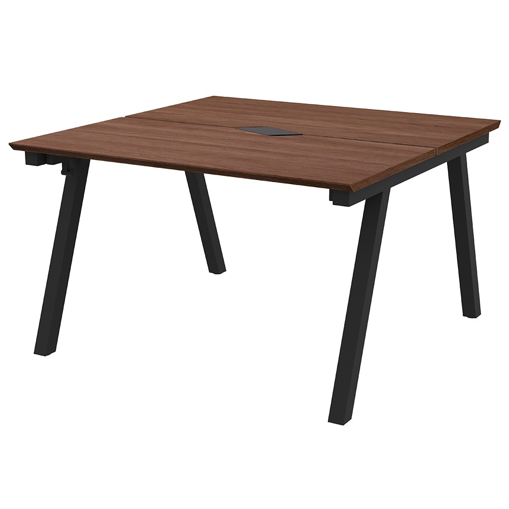 【車上渡し】アール・エフ・ヤマカワ チルト フリーアドレス用テーブル W1200×D1200 ウォルナット×ブラック脚 (重量：43.7kg) RFCLT-1212DM-BL|オフィスデスク