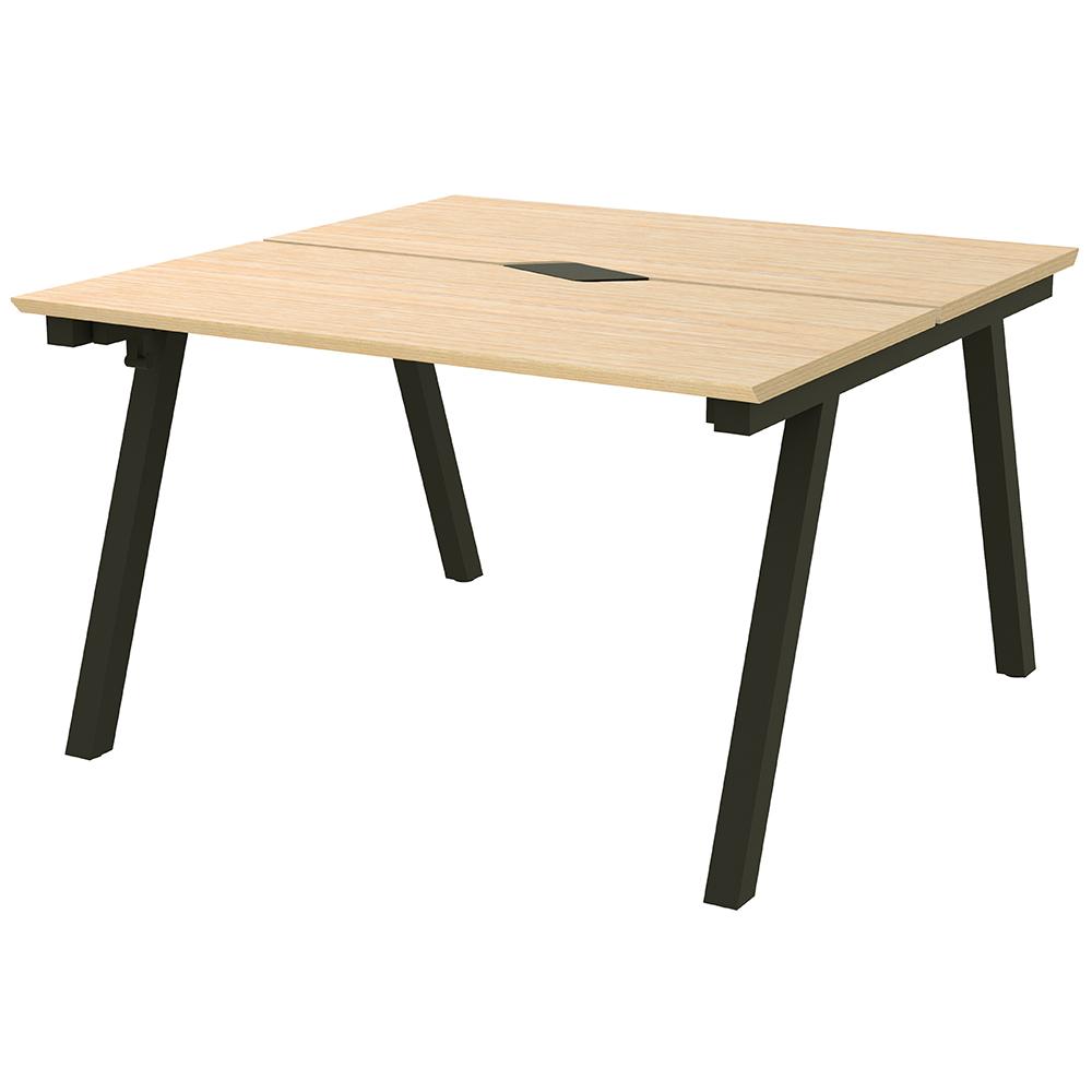 【車上渡し】アール・エフ・ヤマカワ チルト フリーアドレス用テーブル W1200×D1200 ナチュラル×ブラック脚 (重量：43.7kg) RFCLT-1212NA-BL|オフィスデスク