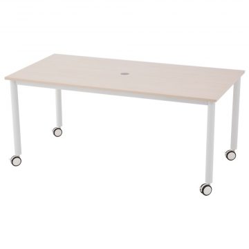 アール・エフ・ヤマカワ キャスターテーブル ホワイト脚 W1600×D800 ナチュラル (重量：26kg) RFCTT-WL1680NA|会議用・ミーテングテーブル