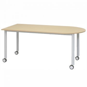 メーカー在庫限り アール・エフ・ヤマカワ キャスターテーブル ホワイト脚 U字形 ナチュラル (重量：24kg) RFCTT-WL1680UNA|会議用・ミーテングテーブル