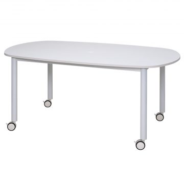 アール・エフ・ヤマカワ キャスターテーブル ホワイト脚 オーバル ホワイト (重量：26kg) RFCTT-WL1691OVWH|会議用・ミーテングテーブル