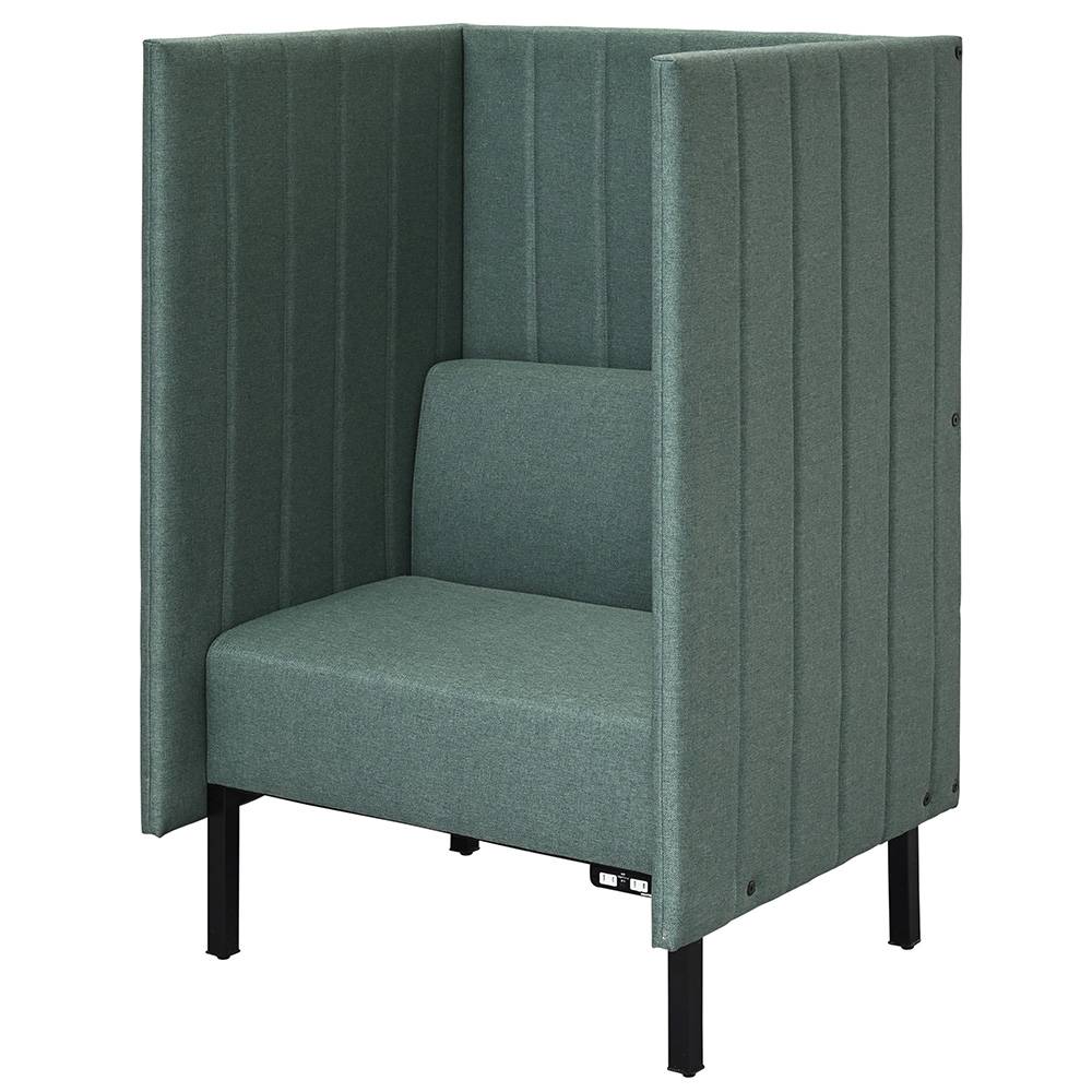 アール・エフ・ヤマカワ カッコ ファブリックソファ W800×H1230 グリーン 両側パネルタイプ コンセント付  RFFBS-8012GNR-NC