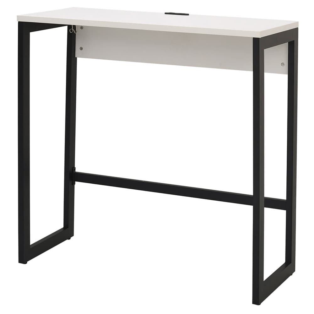 【車上渡し】アール・エフ・ヤマカワ リスム ハイデスク W1000×D450 ホワイト×ブラック脚 (2ヶ口コンセント付) (重量：19.4kg) RFFHD-1045WH-BL|オフィスデスク