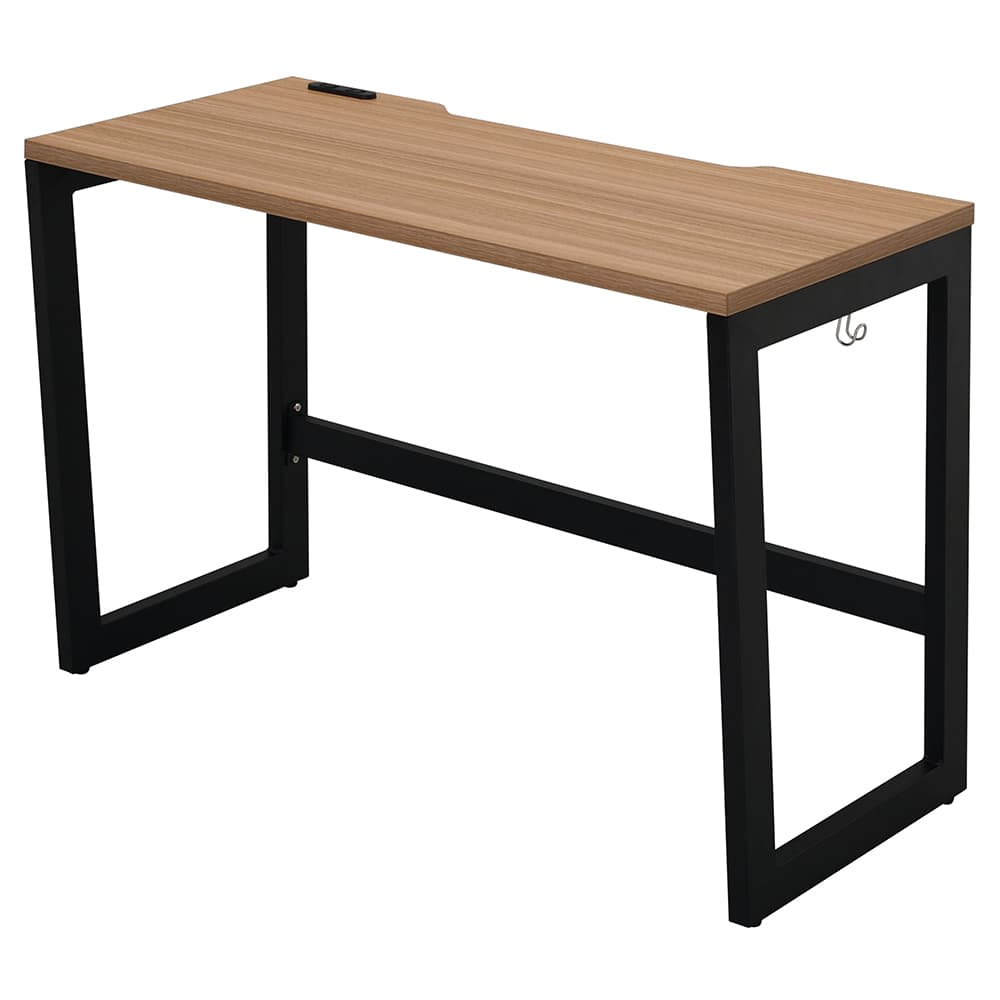 【車上渡し】アール・エフ・ヤマカワ リスム デスク W1000×D450 ウォルナット×ブラック脚 (2ヶ口コンセント付) (重量：15.4kg) RFFLD-1045DM-BL|オフィスデスク