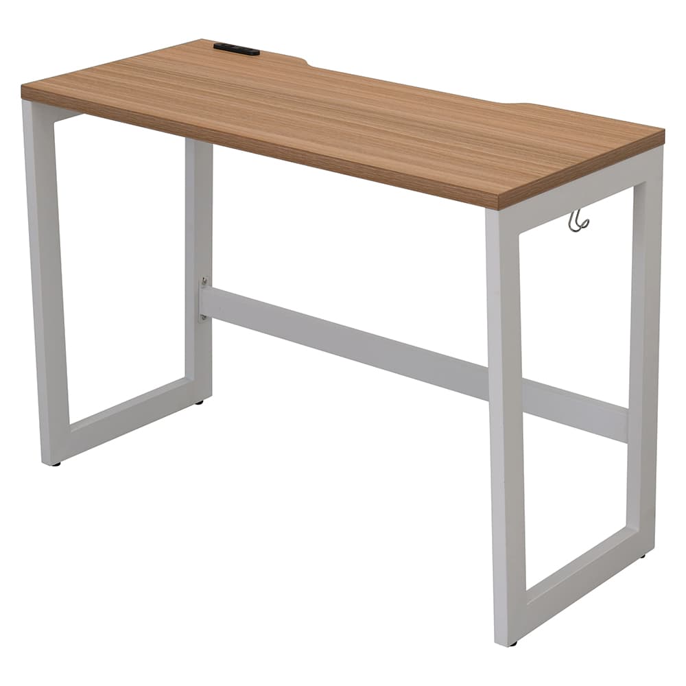 【車上渡し】アール・エフ・ヤマカワ リスム デスク W1000×D450 ウォルナット×ホワイト脚 (2ヶ口コンセント付) (重量：15.4kg) RFFLD-1045DM-WL|オフィスデスク