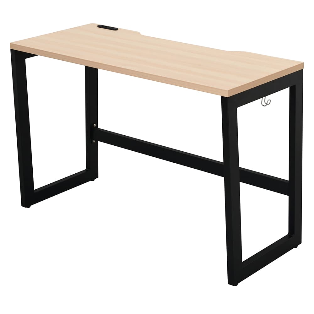 【車上渡し】アール・エフ・ヤマカワ リスム デスク W1000×D450 ナチュラル×ブラック脚 (2ヶ口コンセント付) (重量：15.4kg) RFFLD-1045NA-BL|オフィスデスク