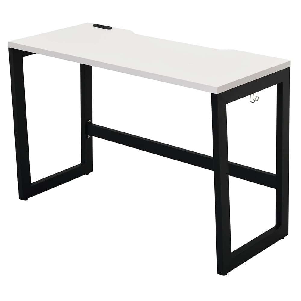 【車上渡し】アール・エフ・ヤマカワ リスム デスク W1000×D450 ホワイト×ブラック脚 (2ヶ口コンセント付) (重量：15.4kg) RFFLD-1045WH-BL|オフィスデスク