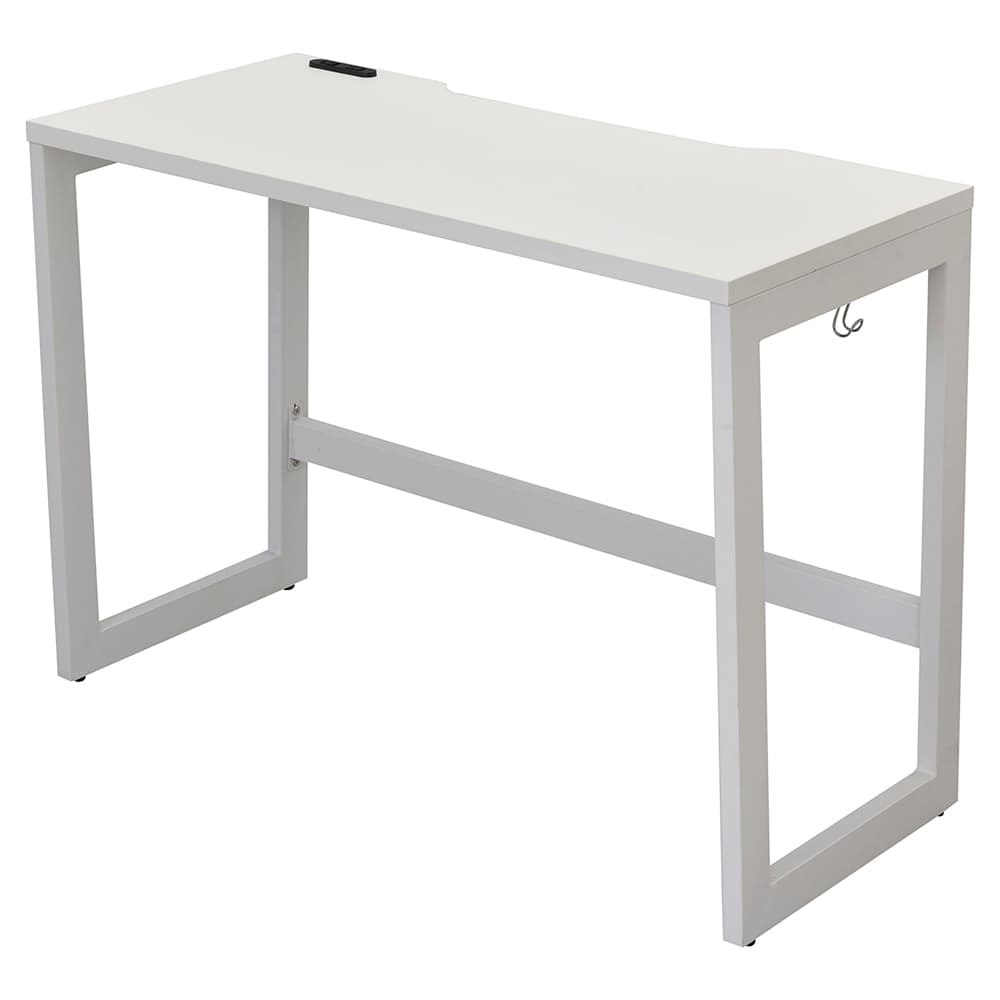 【車上渡し】アール・エフ・ヤマカワ リスム デスク W1000×D450 ホワイト×ホワイト脚 (2ヶ口コンセント付) (重量：15.4kg) RFFLD-1045WH-WL|オフィスデスク