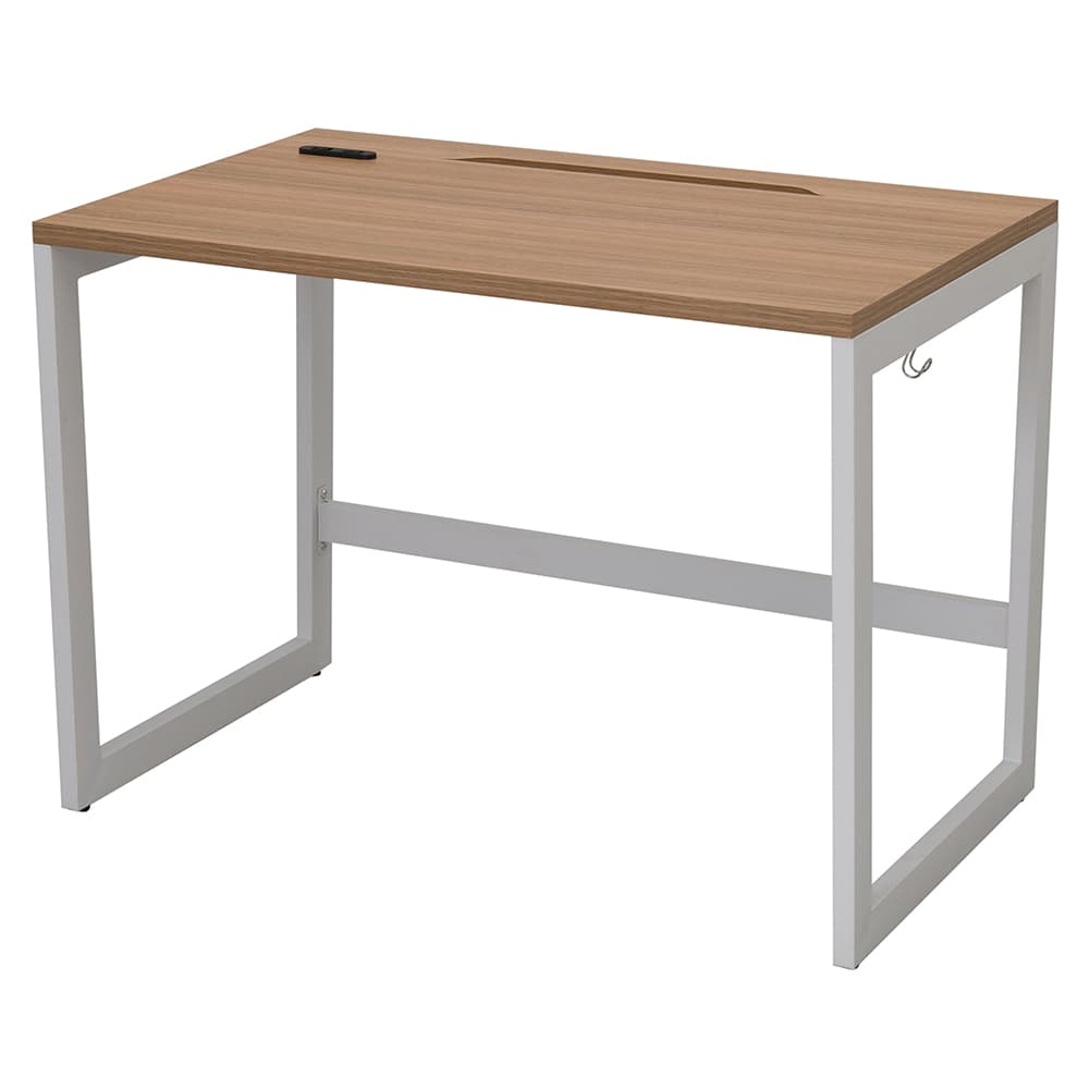 【車上渡し】アール・エフ・ヤマカワ リスム デスク W1000×D600 ウォルナット×ホワイト脚 (2ヶ口コンセント付) (重量：19.7kg) RFFLD-1060DM-WL|オフィスデスク