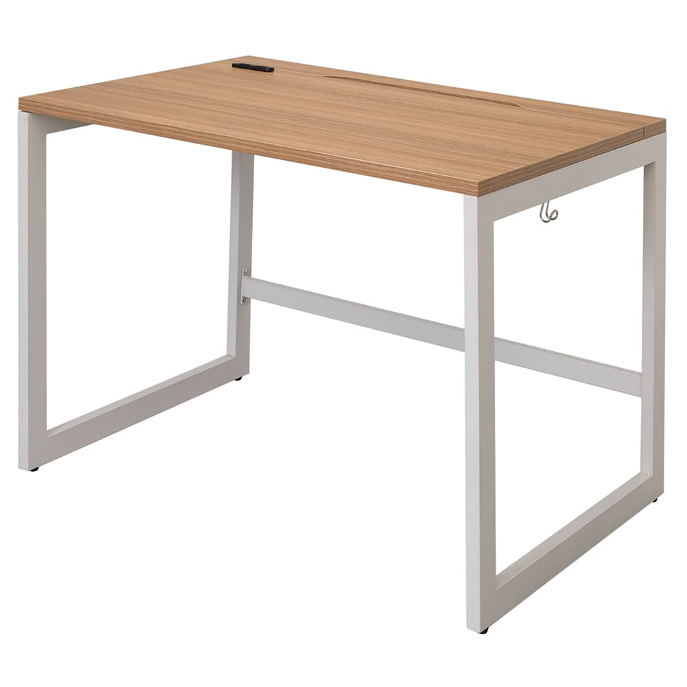 【車上渡し】アール・エフ・ヤマカワ リスム デスク W1000×D700 ウォルナット×ホワイト脚 (2ヶ口コンセント付) (重量：22.5kg) RFFLD-1070DM-WL|オフィスデスク