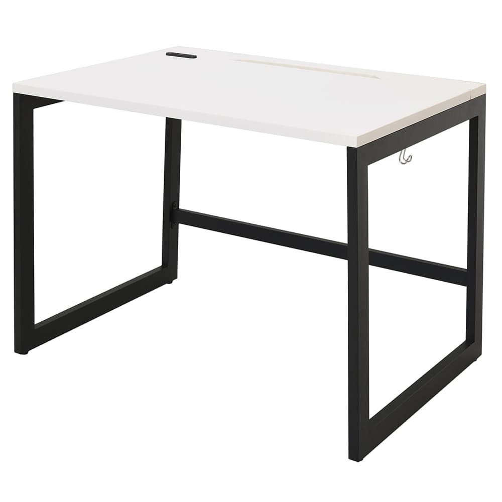 【車上渡し】アール・エフ・ヤマカワ リスム デスク W1000×D700 ホワイト×ブラック脚 (2ヶ口コンセント付) (重量：22.5kg) RFFLD-1070WH-BL|オフィスデスク