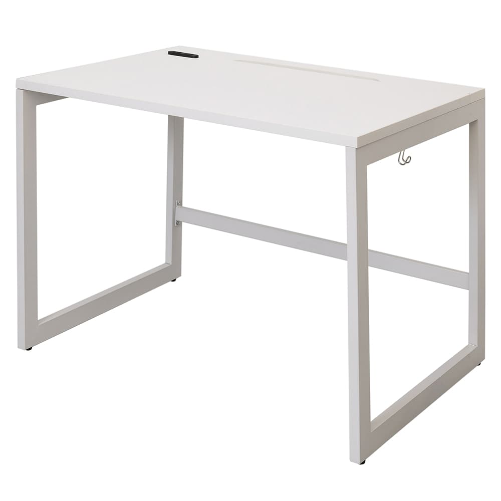 【車上渡し】アール・エフ・ヤマカワ リスム デスク W1000×D700 ホワイト×ホワイト脚 (2ヶ口コンセント付) (重量：22.5kg) RFFLD-1070WH-WL|オフィスデスク
