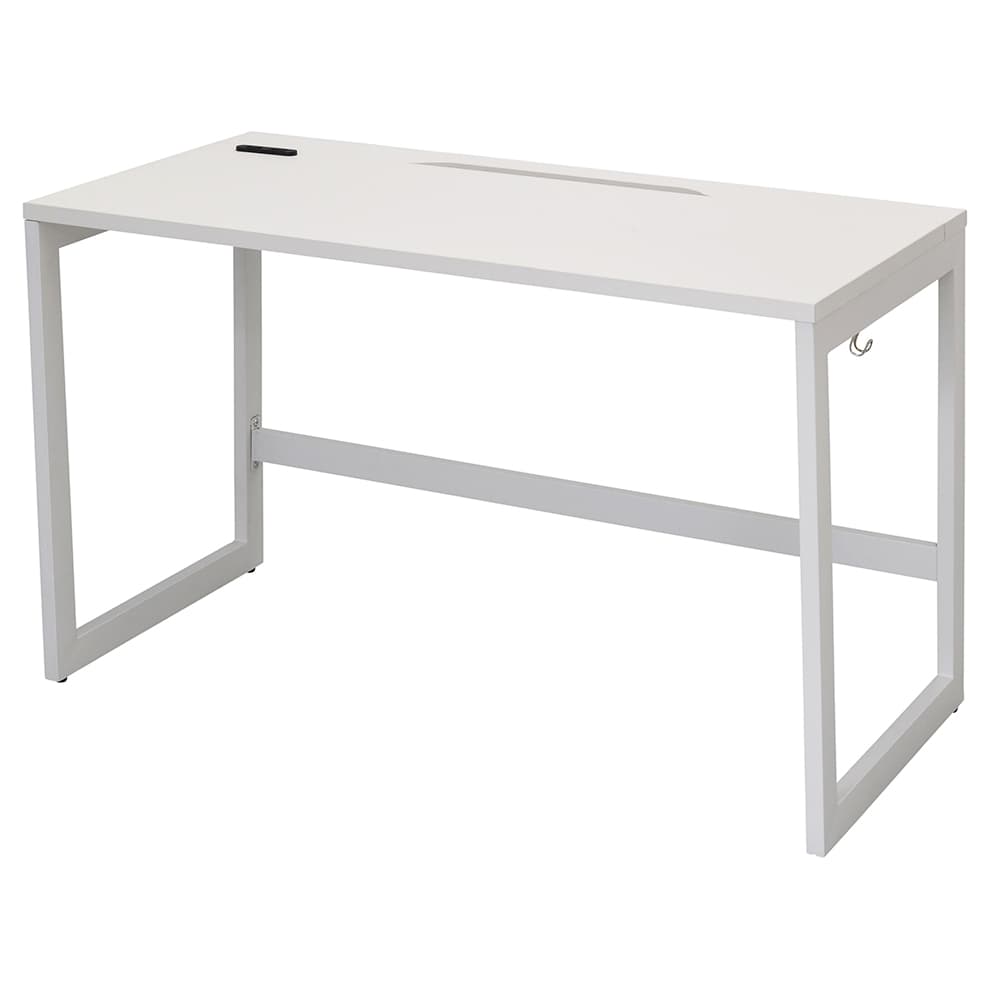 【車上渡し】アール・エフ・ヤマカワ リスム デスク W1200×D600 ホワイト×ホワイト脚 (2ヶ口コンセント付) (重量：22.9kg) RFFLD-1260WH-WL|オフィスデスク