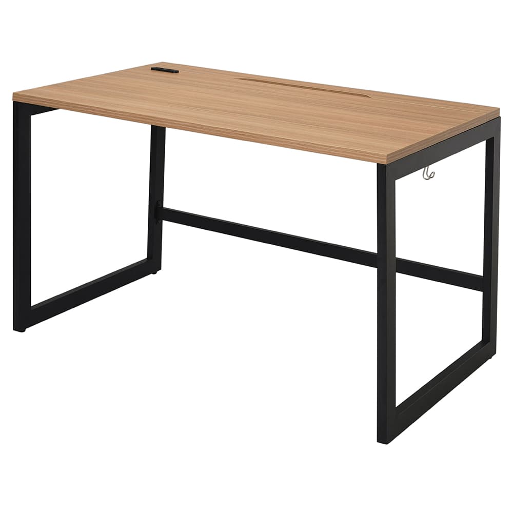 【車上渡し】アール・エフ・ヤマカワ リスム デスク W1200×D700 ウォルナット×ブラック脚 (2ヶ口コンセント付) (重量：25.4kg) RFFLD-1270DM-BL|オフィスデスク