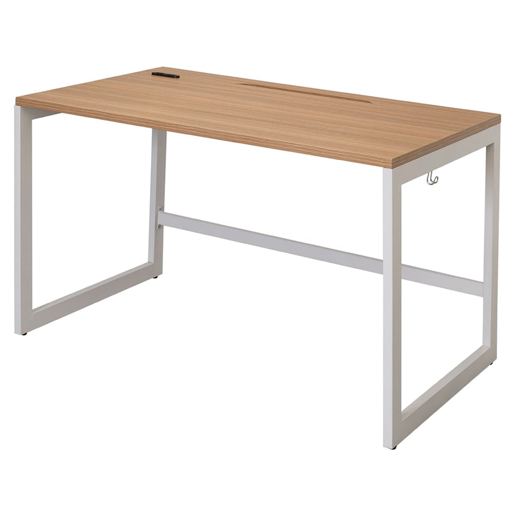 【車上渡し】アール・エフ・ヤマカワ リスム デスク W1200×D700 ウォルナット×ホワイト脚 (2ヶ口コンセント付) (重量：25.4kg) RFFLD-1270DM-WL|オフィスデスク