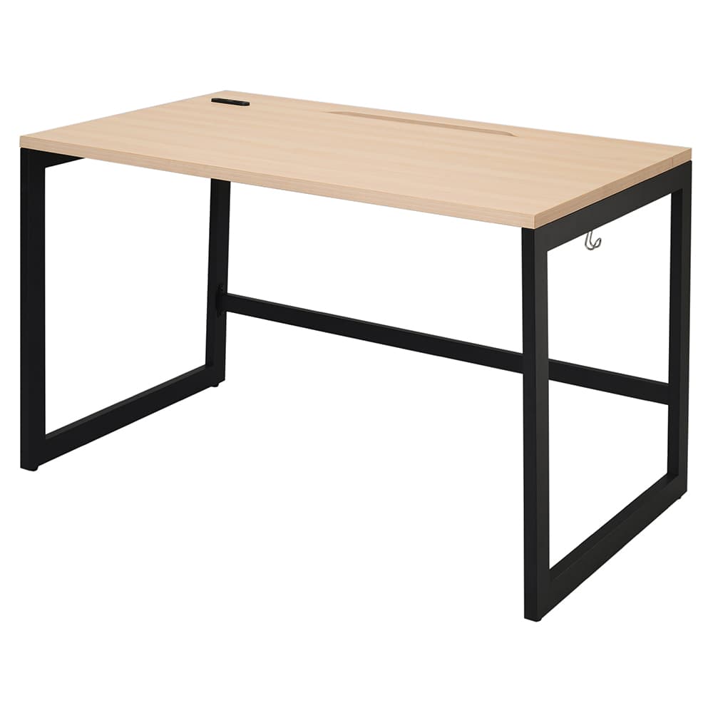 【車上渡し】アール・エフ・ヤマカワ リスム デスク W1200×D700 ナチュラル×ブラック脚 (2ヶ口コンセント付) (重量：25.4kg) RFFLD-1270NA-BL|オフィスデスク