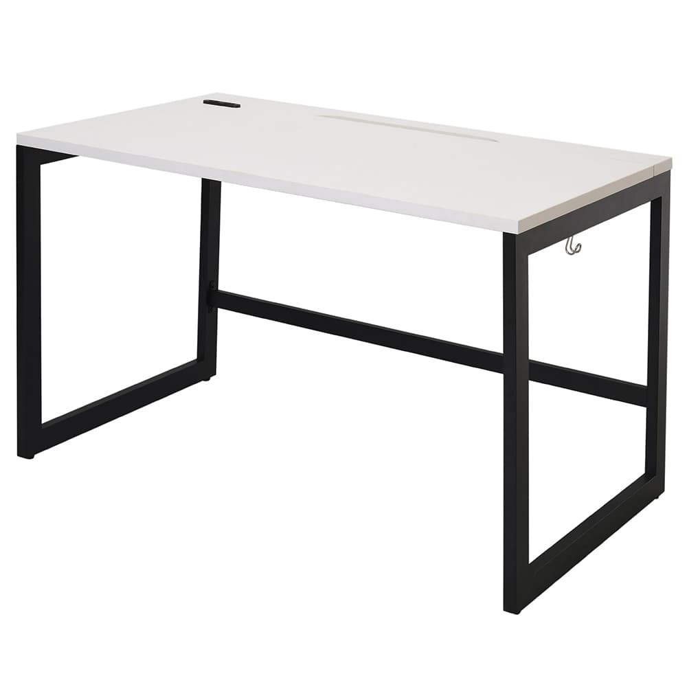 【車上渡し】アール・エフ・ヤマカワ リスム デスク W1200×D700 ホワイト×ブラック脚 (2ヶ口コンセント付) (重量：25.4kg) RFFLD-1270WH-BL|オフィスデスク