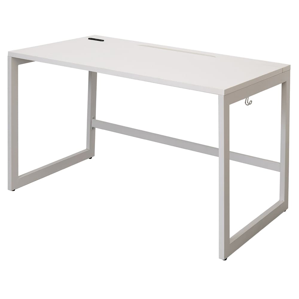 【車上渡し】アール・エフ・ヤマカワ リスム デスク W1200×D700 ホワイト×ホワイト脚 (2ヶ口コンセント付) (重量：25.4kg) RFFLD-1270WH-WL|オフィスデスク