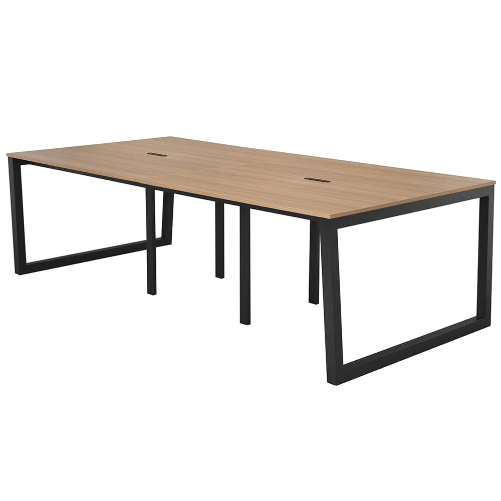 【車上渡し】アール・エフ・ヤマカワ リスム フリーアドレス用テーブル W2400×D1200 ウォルナット×ブラック脚 (4ヶ口コンセント付) (重量：75.9kg) RFFLT-2412DM-BL|オフィスデスク