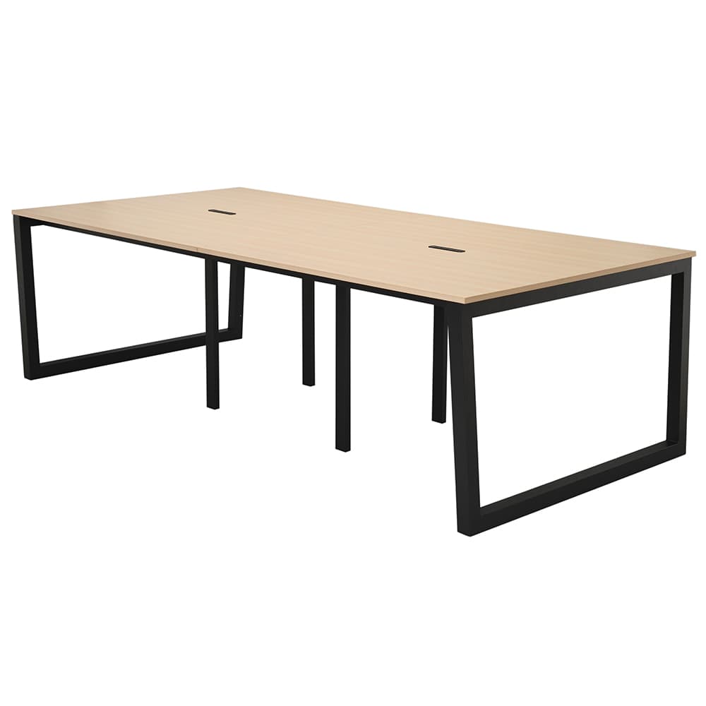 【車上渡し】アール・エフ・ヤマカワ リスム フリーアドレス用テーブル W2400×D1200 ナチュラル×ブラック脚 (4ヶ口コンセント付) (重量：75.9kg) RFFLT-2412NA-BL|オフィスデスク