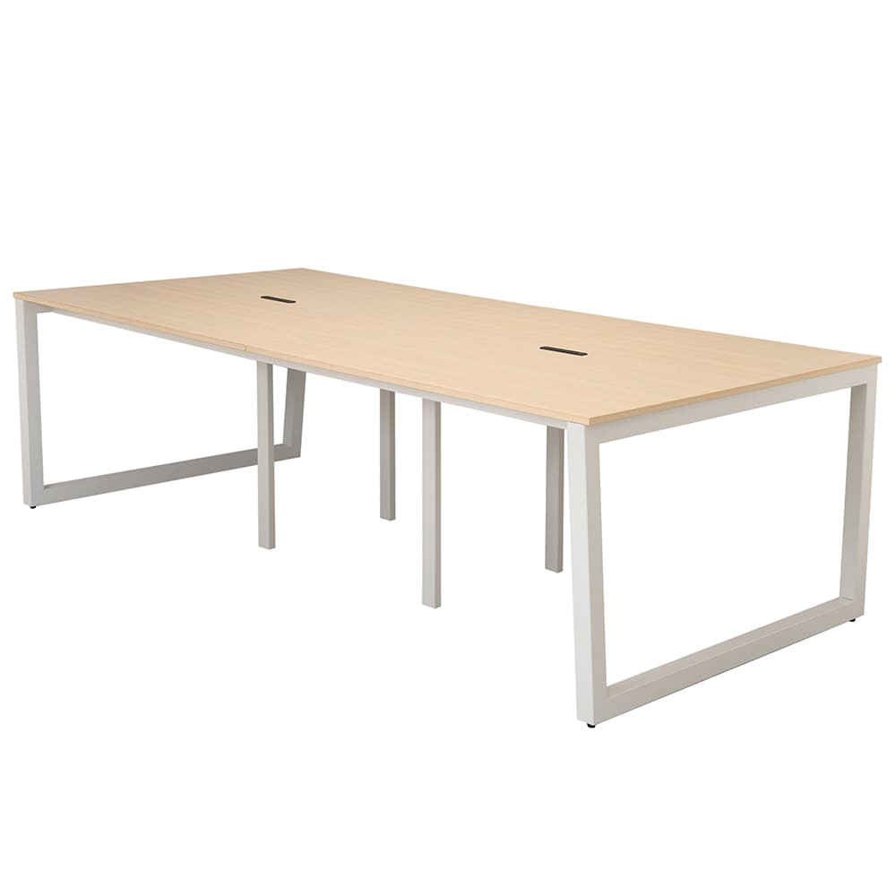 【車上渡し】アール・エフ・ヤマカワ リスム フリーアドレス用テーブル W2400×D1200 ナチュラル×ホワイト脚 (4ヶ口コンセント付) (重量：75.9kg) RFFLT-2412NA-WL|オフィスデスク