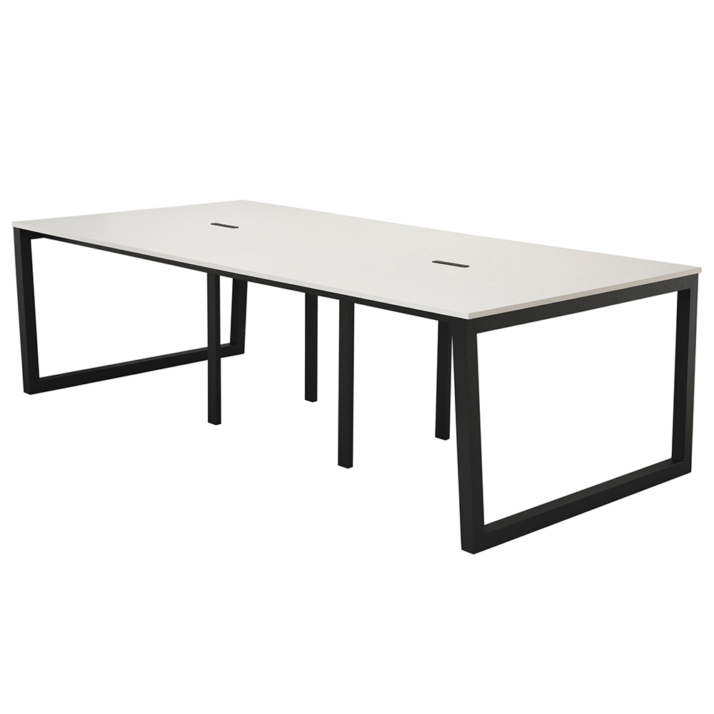 【車上渡し】アール・エフ・ヤマカワ リスム フリーアドレス用テーブル W2400×D1200 ホワイト×ブラック脚 (4ヶ口コンセント付) (重量：75.9kg) RFFLT-2412WH-BL|オフィスデスク
