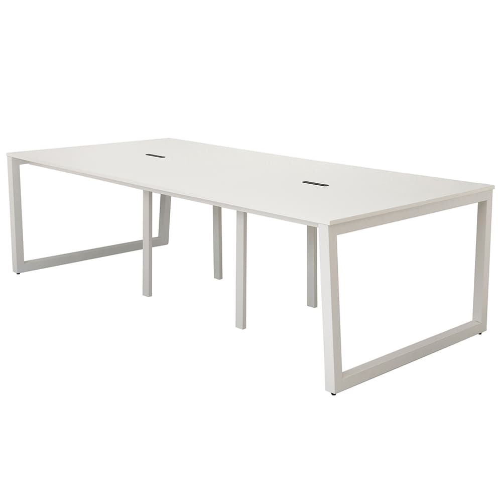 【車上渡し】アール・エフ・ヤマカワ リスム フリーアドレス用テーブル W2400×D1200 ホワイト×ホワイト脚 (4ヶ口コンセント付) (重量：75.9kg) RFFLT-2412WH-WL|オフィスデスク