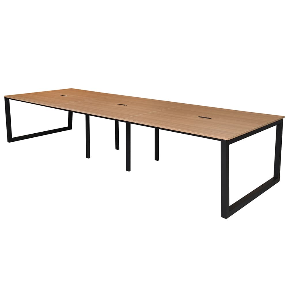 【車上渡し】アール・エフ・ヤマカワ リスム フリーアドレス用テーブル W3600×D1200 ウォルナット×ブラック脚 (4ヶ口コンセント付) (重量：104kg) RFFLT-3612DM-BL|オフィスデスク