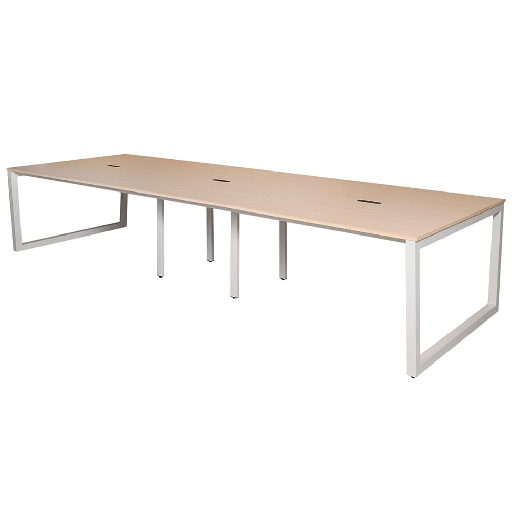 【車上渡し】アール・エフ・ヤマカワ リスム フリーアドレス用テーブル W3600×D1200 ナチュラル×ホワイト脚 (4ヶ口コンセント付) (重量：104kg) RFFLT-3612NA-WL|オフィスデスク