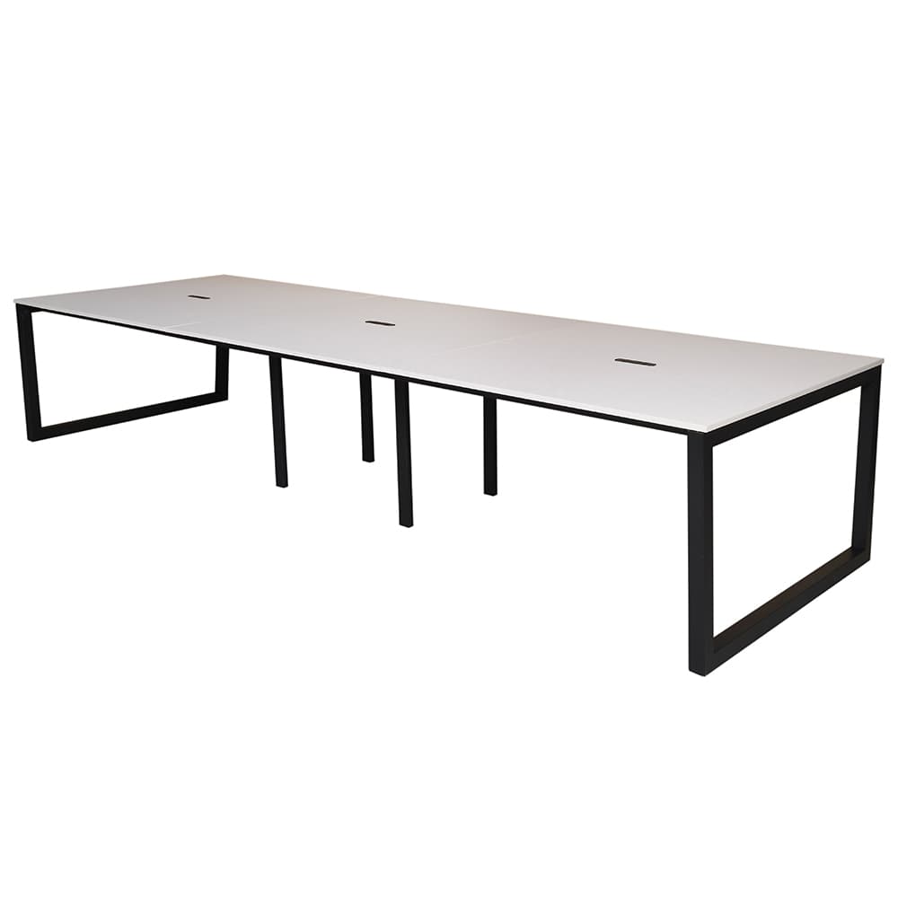 【車上渡し】アール・エフ・ヤマカワ リスム フリーアドレス用テーブル W3600×D1200 ホワイト×ブラック脚 (4ヶ口コンセント付) (重量：104kg) RFFLT-3612WH-BL|オフィスデスク