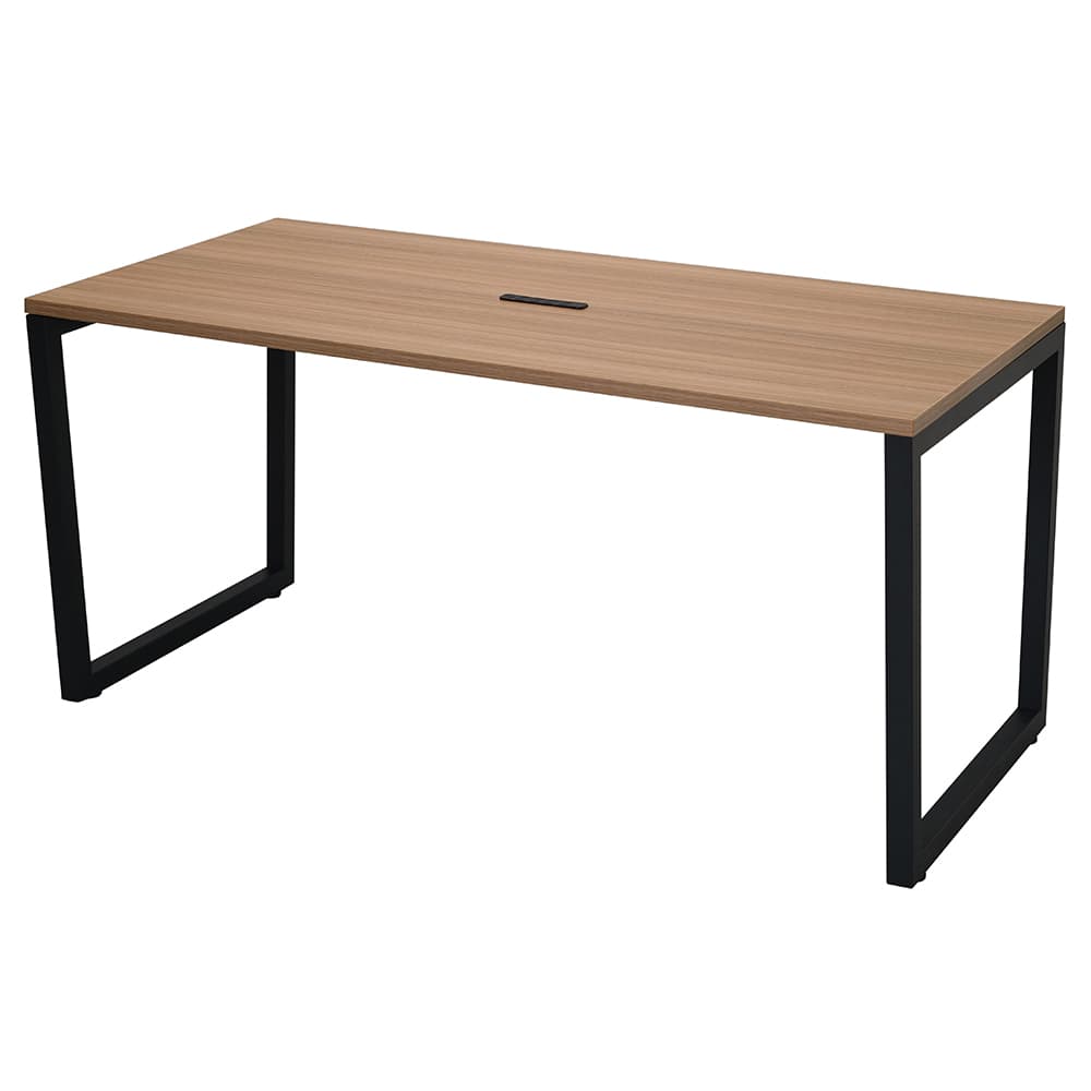 アール・エフ・ヤマカワ リスム ミーティングテーブル W1500×D750 ウォルナット×ブラック脚 (4ヶ口コンセント付)RFFMT-1575DM-BL