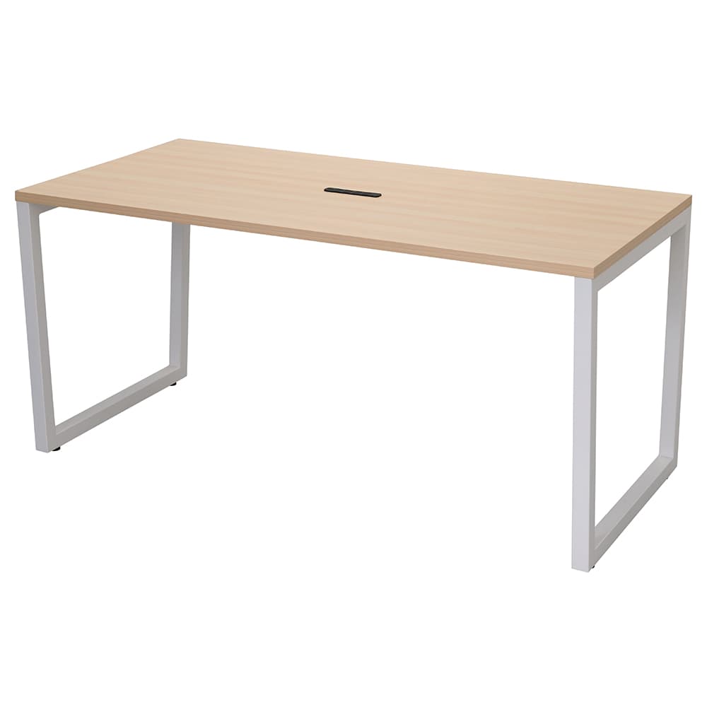 【車上渡し】アール・エフ・ヤマカワ リスム ミーティングテーブル W1500×D750 ナチュラル×ホワイト脚 (4ヶ口コンセント付) (重量：30.3kg) RFFMT-1575NA-WL|会議用・ミーテングテーブル