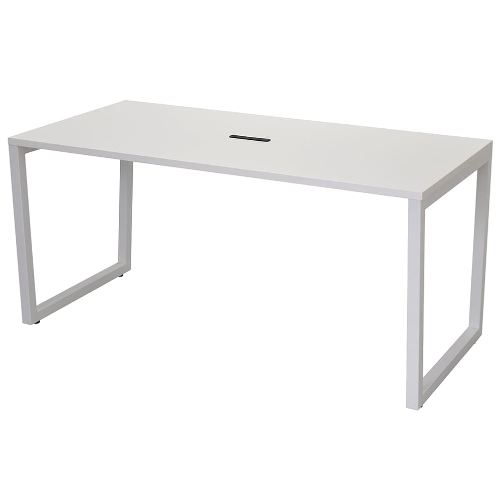 【車上渡し】アール・エフ・ヤマカワ リスム ミーティングテーブル W1500×D750 ホワイト×ホワイト脚 (4ヶ口コンセント付) (重量：30.3kg) RFFMT-1575WH-WL|会議用・ミーテングテーブル