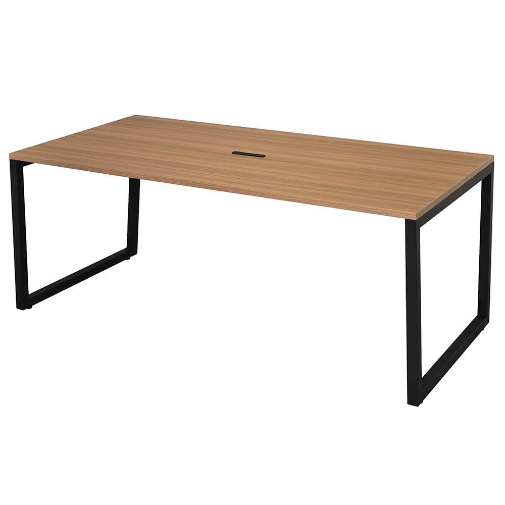 【車上渡し】アール・エフ・ヤマカワ リスム ミーティングテーブル W1800×D900 ウォルナット×ブラック脚 (4ヶ口コンセント付) (重量：39.2kg) RFFMT-1890DM-BL|会議用・ミーテングテーブル