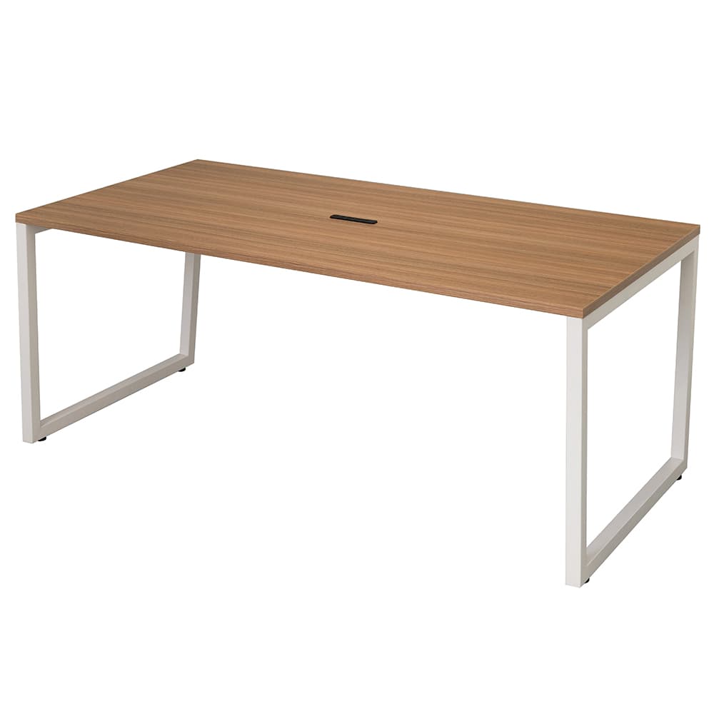 アール・エフ・ヤマカワ リスム ミーティングテーブル W1800×D900 ウォルナット×ホワイト脚 (4ヶ口コンセント付)RFFMT-1890DM-WL