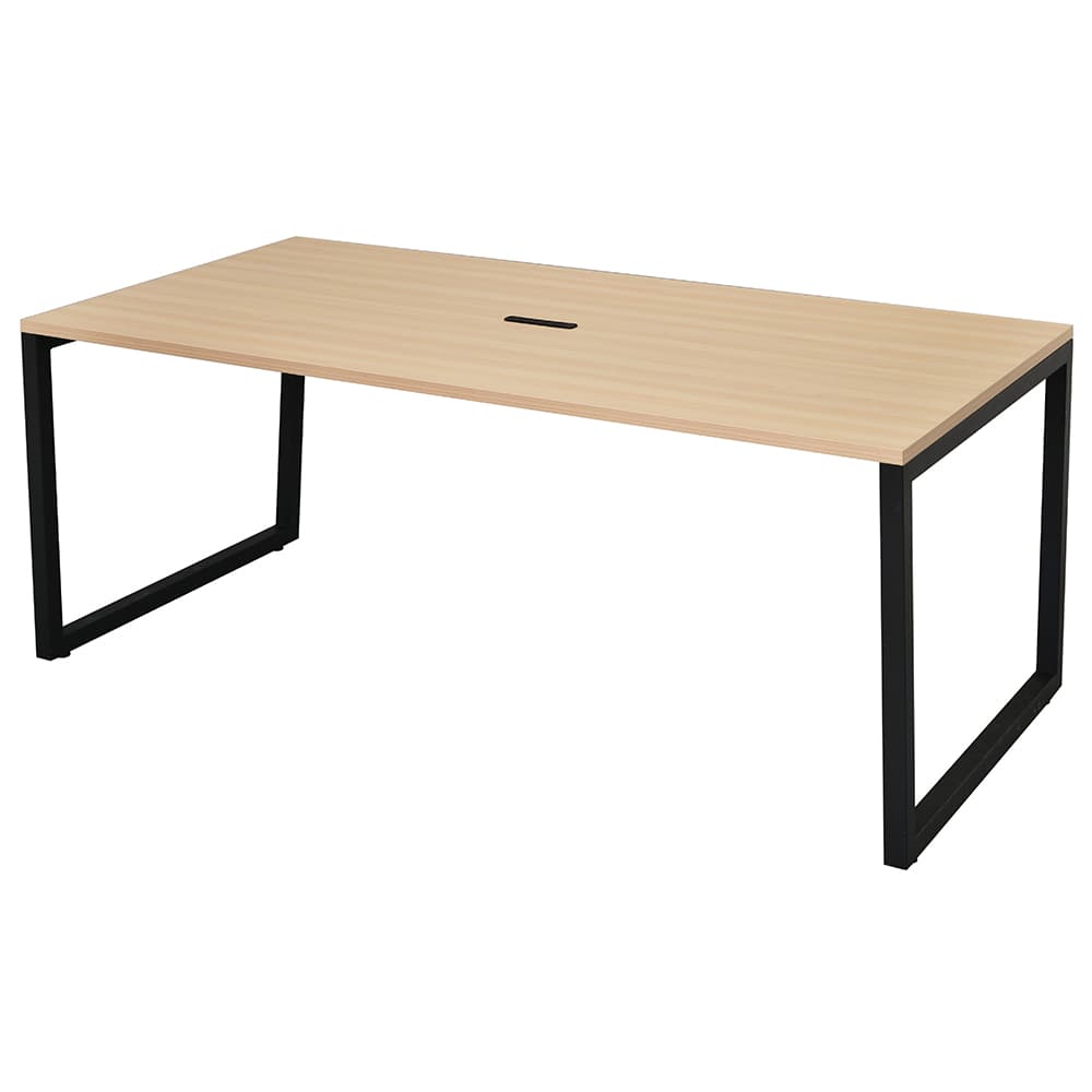 【車上渡し】アール・エフ・ヤマカワ リスム ミーティングテーブル W1800×D900 ナチュラル×ブラック脚 (4ヶ口コンセント付) (重量：39.2kg) RFFMT-1890NA-BL|会議用・ミーテングテーブル