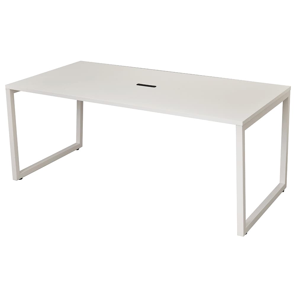 【車上渡し】アール・エフ・ヤマカワ リスム ミーティングテーブル W1800×D900 ホワイト×ホワイト脚 (4ヶ口コンセント付) (重量：39.2kg) RFFMT-1890WH-WL|会議用・ミーテングテーブル