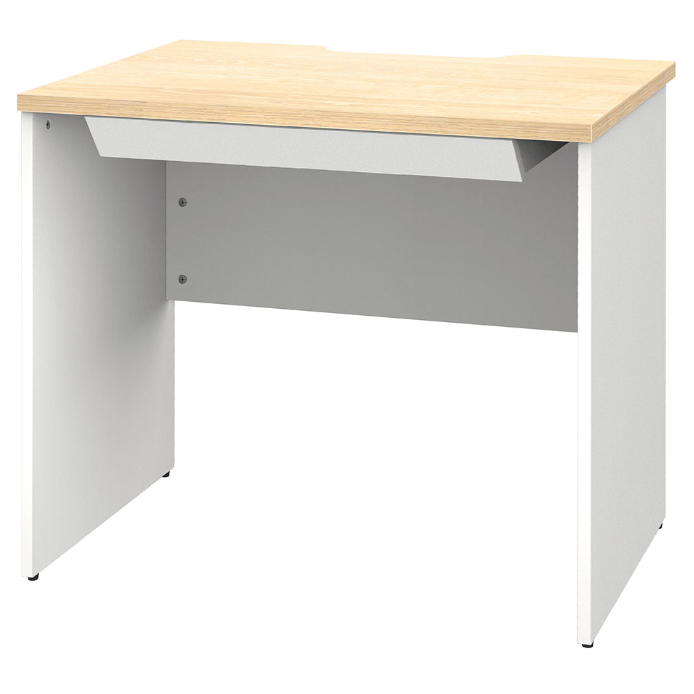 【車上渡し】アール・エフ・ヤマカワ プラン 木製デスク W800×D600 ナチュラル×ホワイト脚 (引出付) (重量：25.2kg) RFPD-0860NA-WL-DR|オフィスデスク