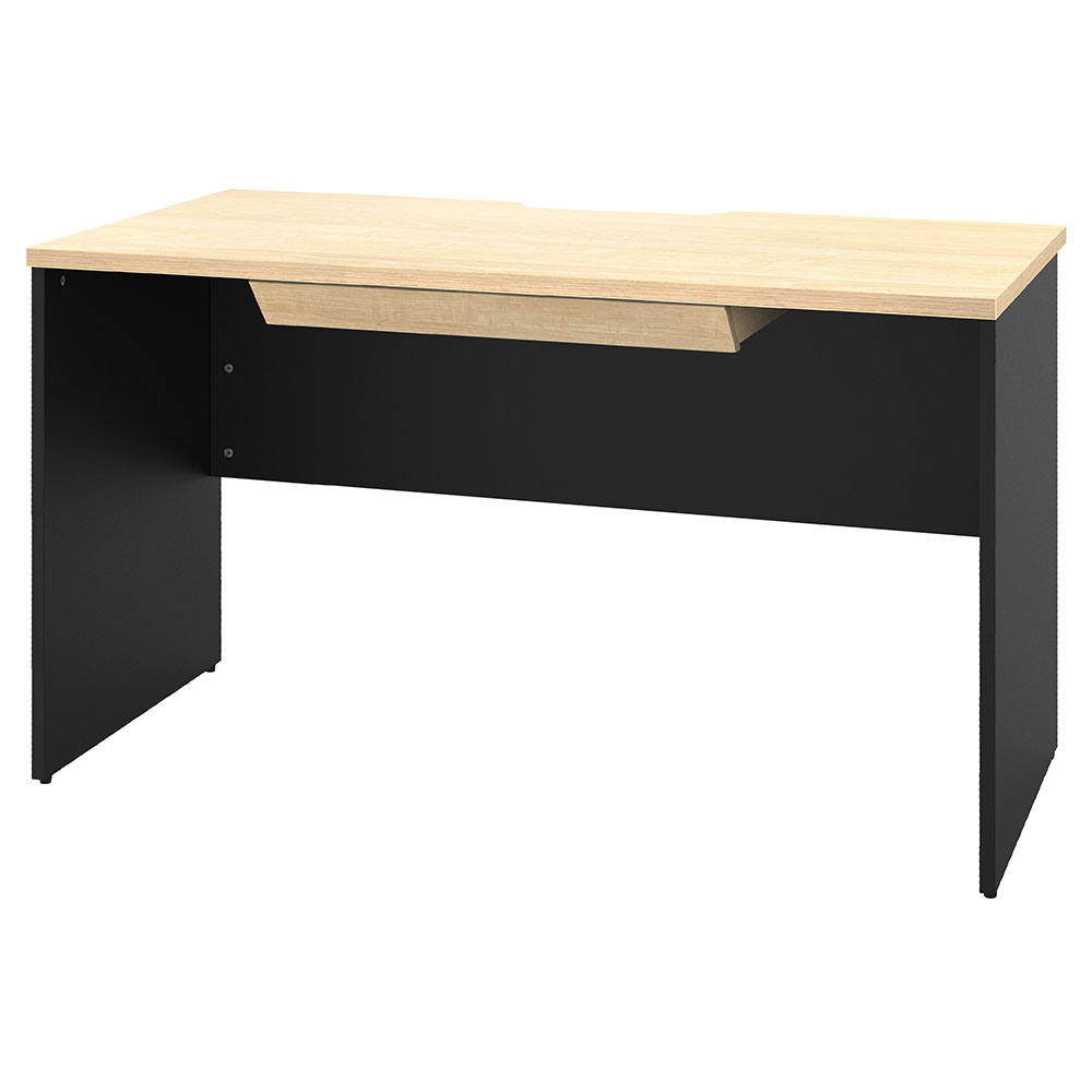【車上渡し】アール・エフ・ヤマカワ プラン 木製デスク W1200×D600 ナチュラル×ブラック脚 (引出付) (重量：30.3kg) RFPD-1260NA-BL-DR|オフィスデスク