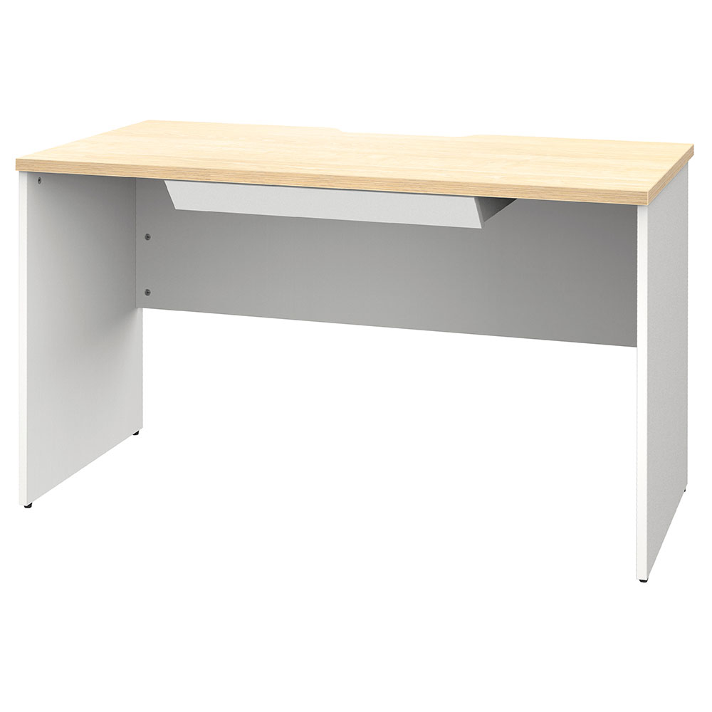 【車上渡し】アール・エフ・ヤマカワ プラン 木製デスク W1200×D600 ナチュラル×ホワイト脚 (引出付) (重量：30.3kg) RFPD-1260NA-WL-DR|オフィスデスク