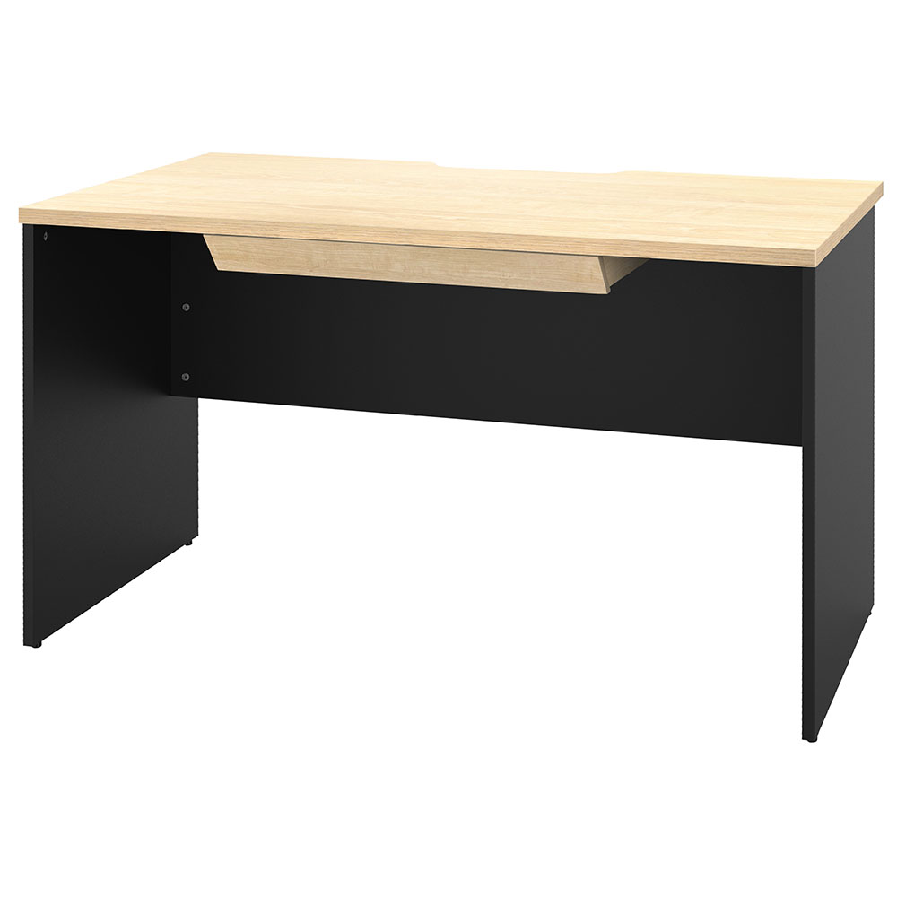 【車上渡し】アール・エフ・ヤマカワ プラン 木製デスク W1200×D700 ナチュラル×ブラック脚 (引出付) (重量：33.3kg) RFPD-1270NA-BL-DR|オフィスデスク
