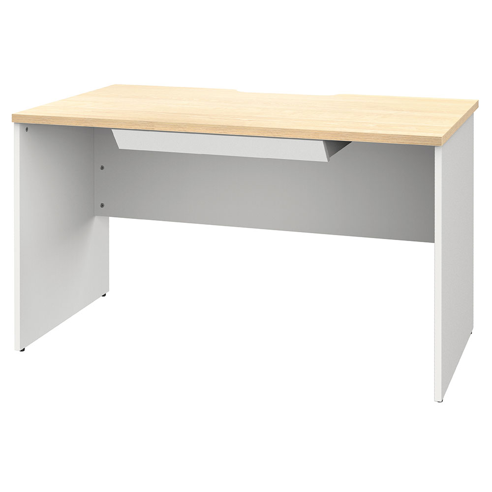 【車上渡し】アール・エフ・ヤマカワ プラン 木製デスク W1200×D700 ナチュラル×ホワイト脚 (引出付) (重量：33.3kg) RFPD-1270NA-WL-DR|オフィスデスク