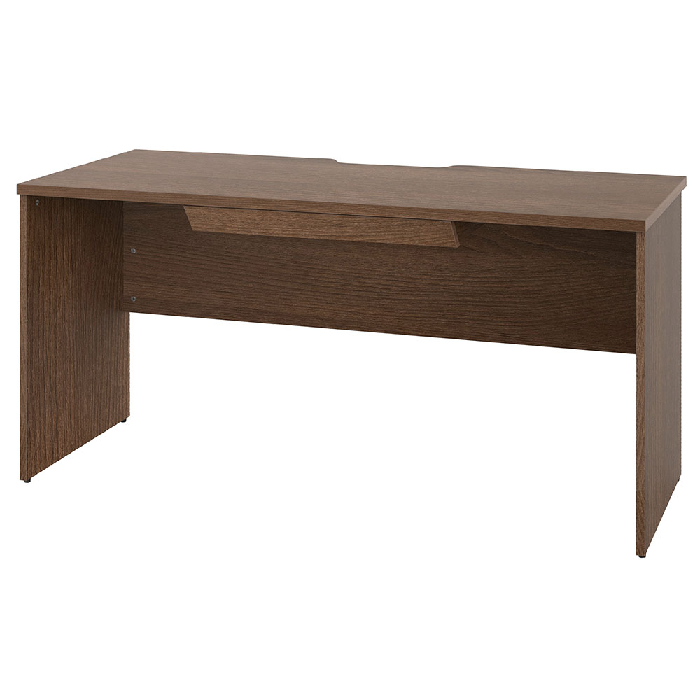 【車上渡し】アール・エフ・ヤマカワ プラン 木製デスク W1400×D600 ウォルナット×ウォルナット脚 (引出付) (重量：33.1kg) RFPD-1460DM-DL-DR|オフィスデスク