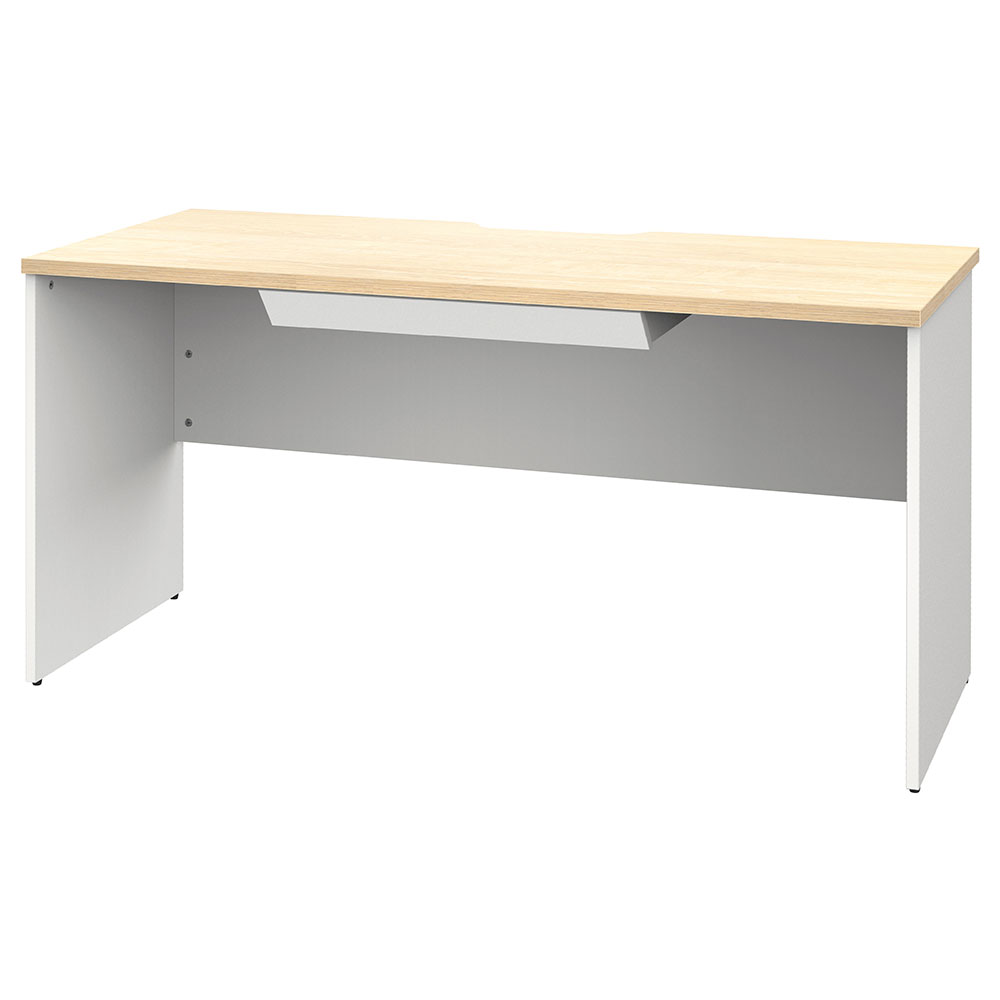 【車上渡し】アール・エフ・ヤマカワ プラン 木製デスク W1400×D600 ナチュラル×ホワイト脚 (引出付) (重量：33.1kg) RFPD-1460NA-WL-DR|オフィスデスク